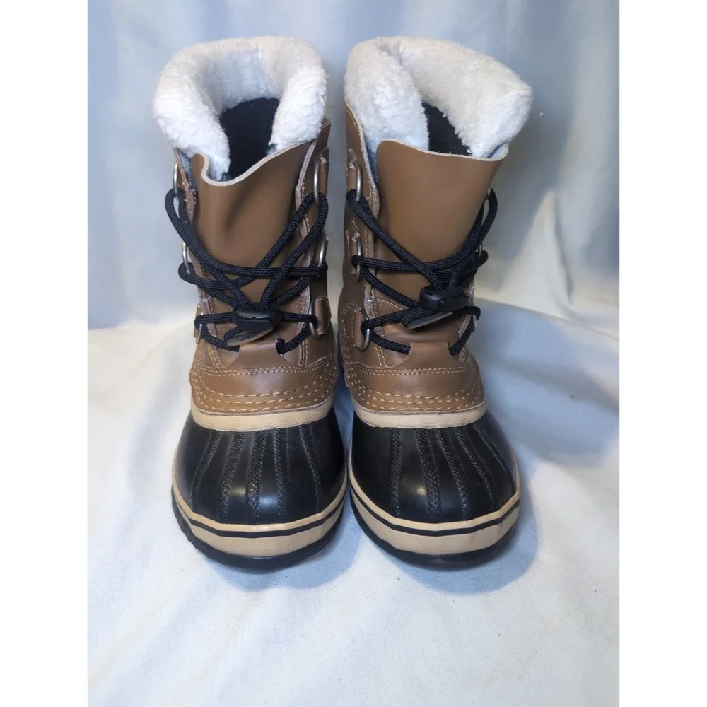 Sorel Little Kids Youth Size 1 Brown Black Waterproof Insulated Snow Boots